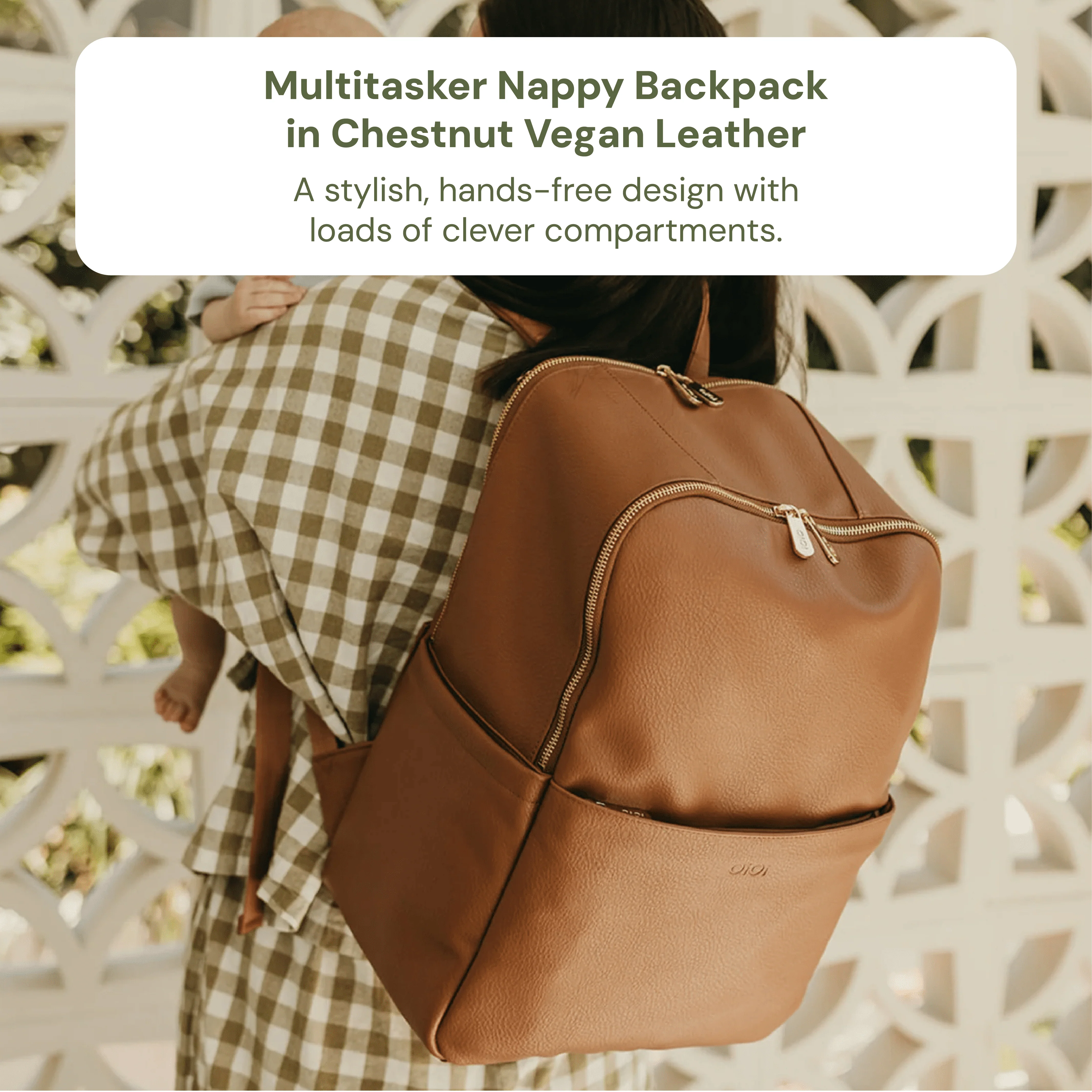 Multitasker Baby Bag Bundle - Chestnut & Green Squiggle - Image 3