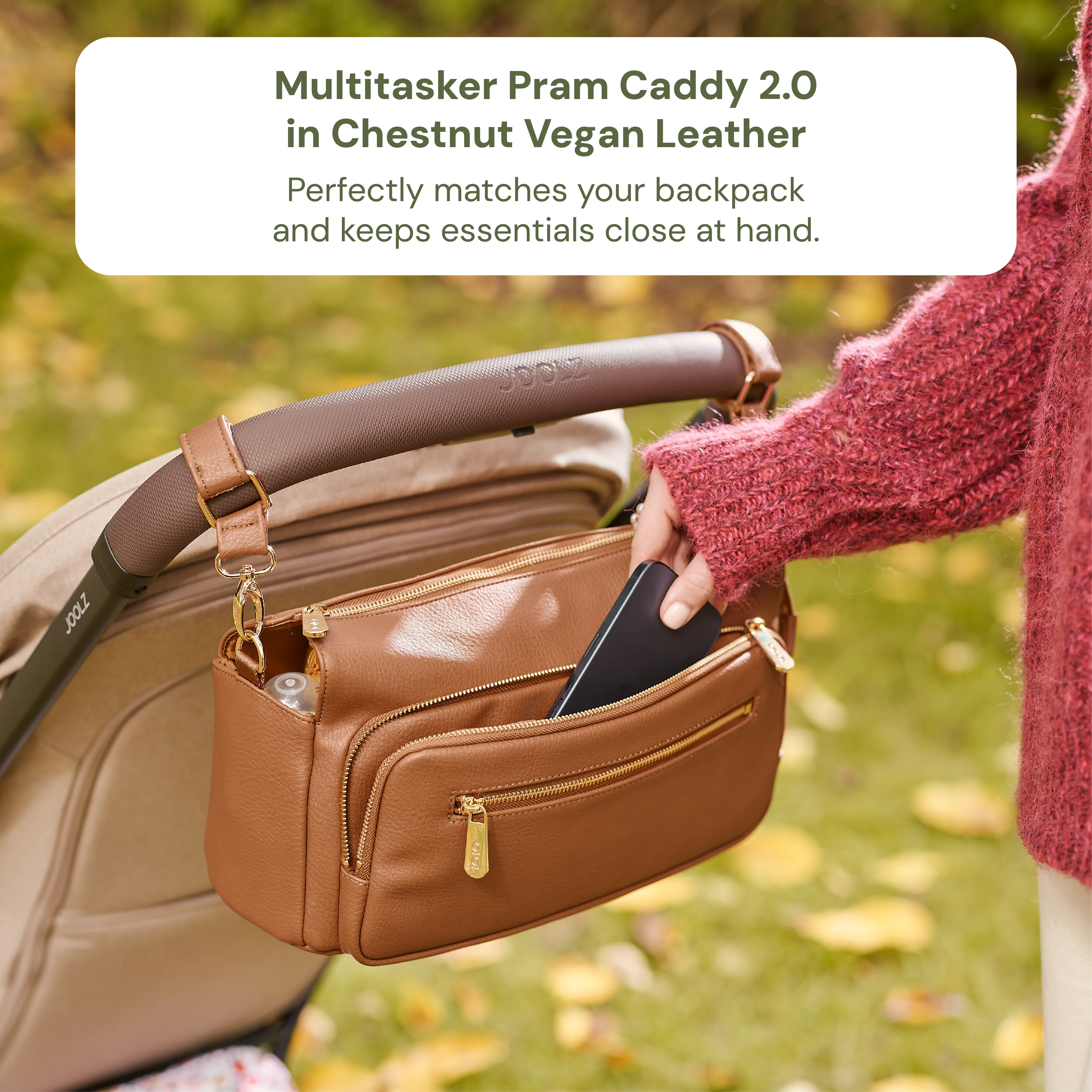 Multitasker Baby Bag Bundle - Chestnut & Green Squiggle - Image 4